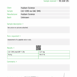 CJC-1295 no DAC 5mg [Pulsed GH release] – Hudson Science