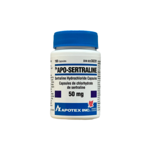 SERTRALINE (ZOLOFT) 50MG x 100 – APOTEX | CANADA PHARMACEUTICAL GRADE – * re packed with cotton*