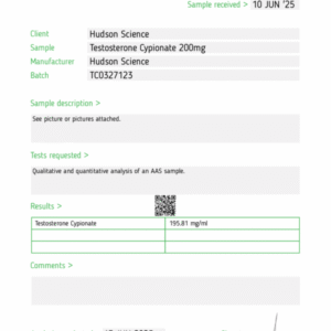 TESTOSTERONE CYPIONATE 200MG/ML – HUDSON SCIENCE