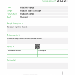 TESTOSTERONE SUSPENSION 100MG/ML – HUDSON SCIENCE