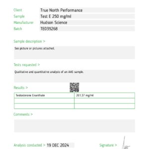 TESTOSTERONE ENANTHATE 250MG/ML – HUDSON SCIENCE