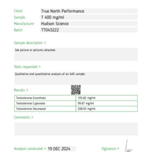 TESTOSTERONE T400 400MG/ML – HUDSON SCIENCE