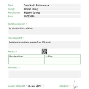 CLOMID 50 MG X 50 TABS – Hudson Science (Certificate of Analysis, Second Image )