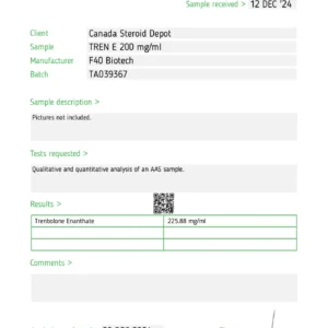 Trenbolone enanthate 200 MCT – F-40 Biotech Injectables Germany (Qualitative and quantitative analysis second image)
